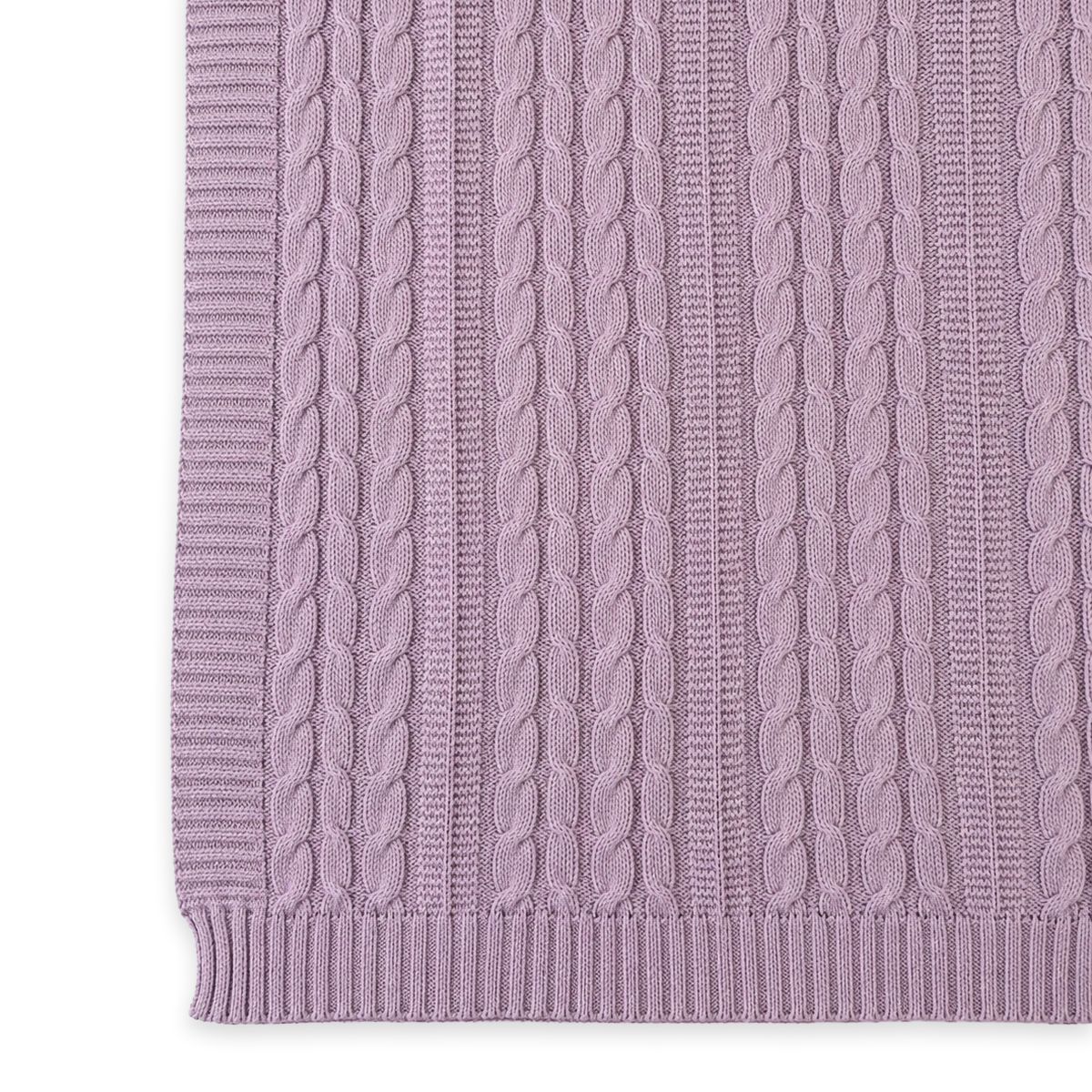 Pure Organic Cotton Cable Knit Throw Blanket 50x70 (Lavender)