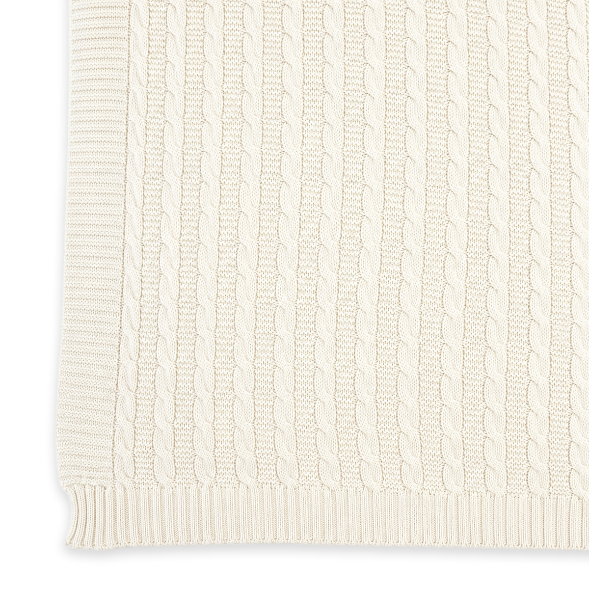 Pure Organic Cotton Cable Knit Throw Blanket 50x70 (Natural)