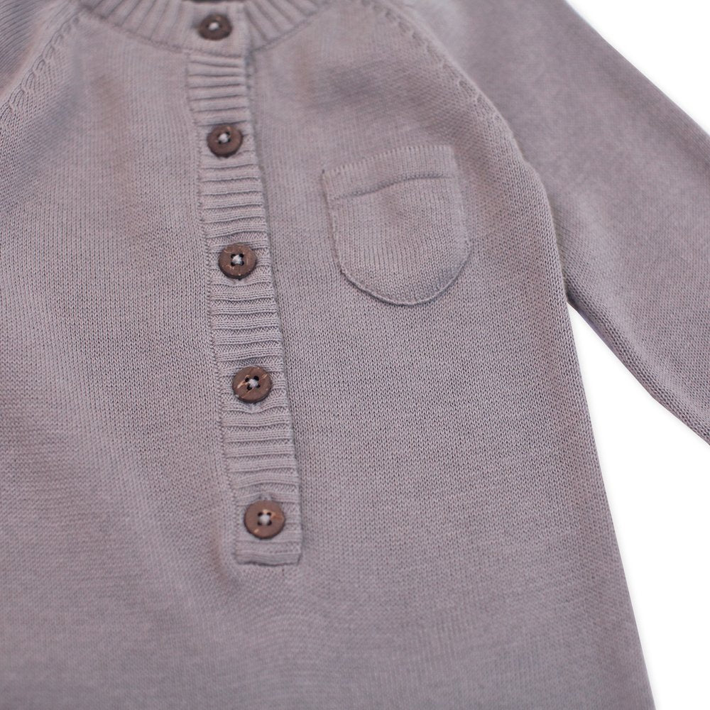 Milan Knit Baby Classic Coverall Jumpsuit - Grey