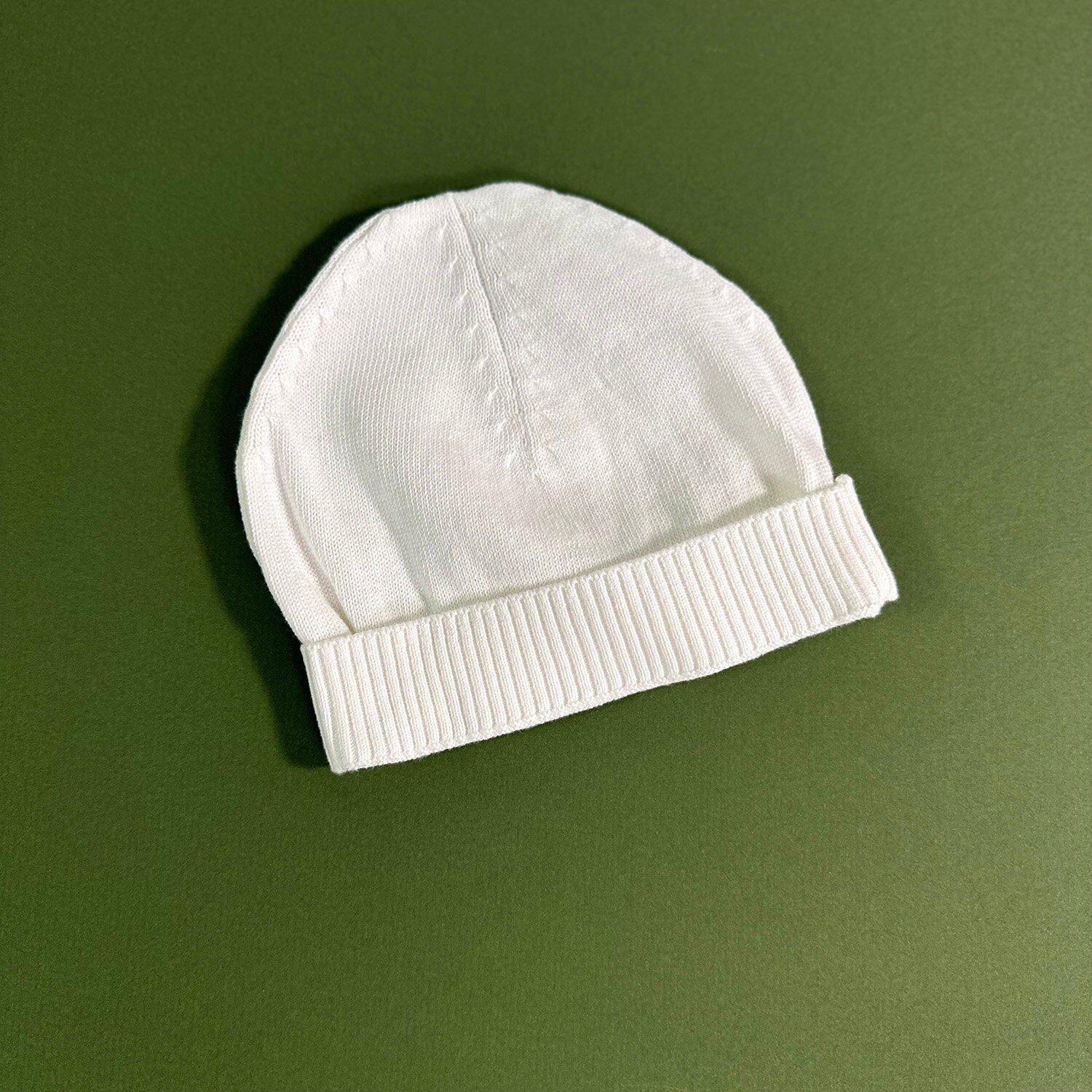 Milan Knit Classic Baby Round Beanie Hat (Organic Cotton) Dove White