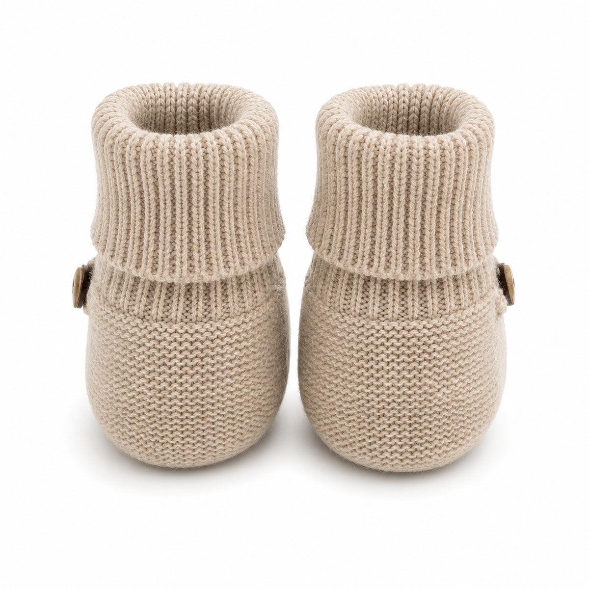 Organic Cotton Milan Knit Cozy Baby Booties, Oat Heather