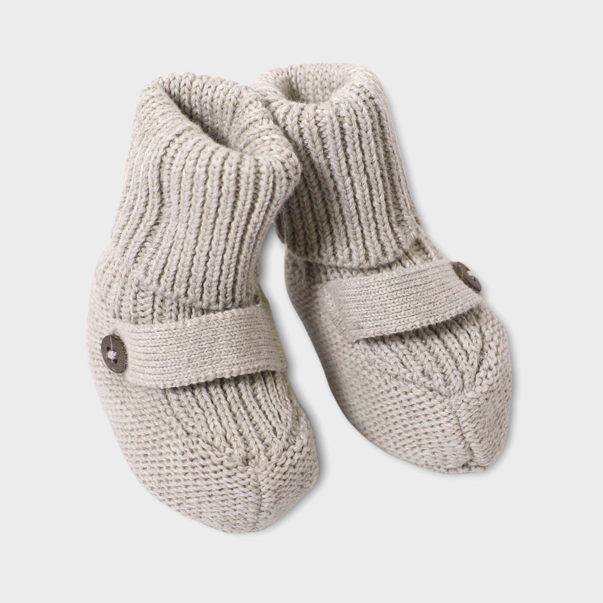 Oat Heather Milan Knit Cozy Baby Booties (Organic Cotton)