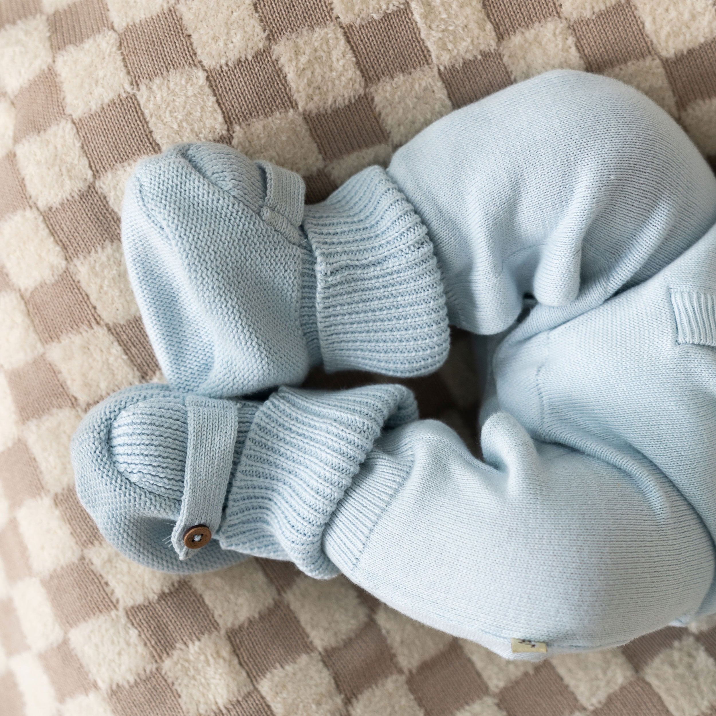 Sky Blue Milan Knit Cozy Baby Booties (Organic Cotton)