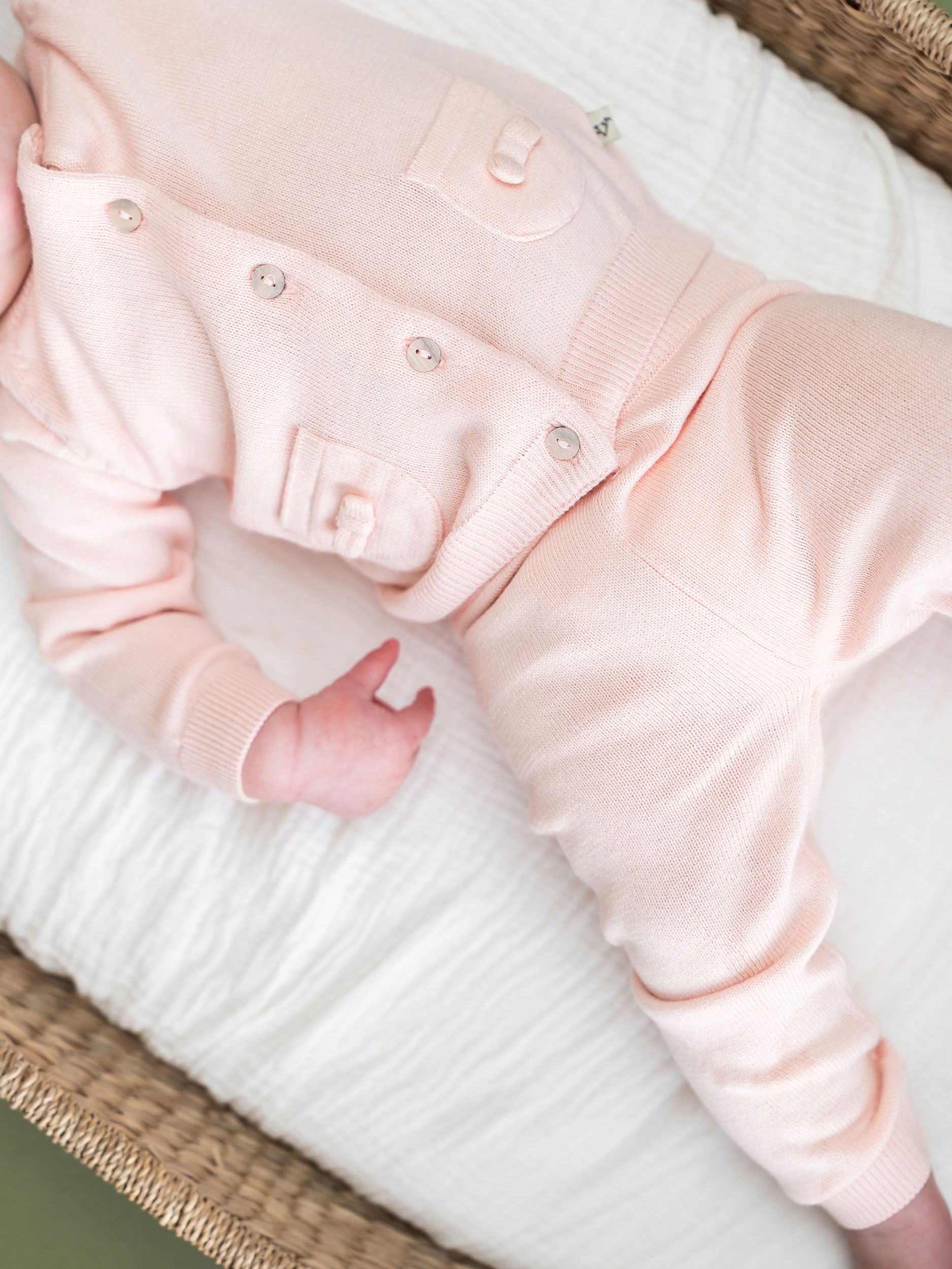 Blush Milan Knit Baby Pocket Pants (Organic Cotton) Texture
