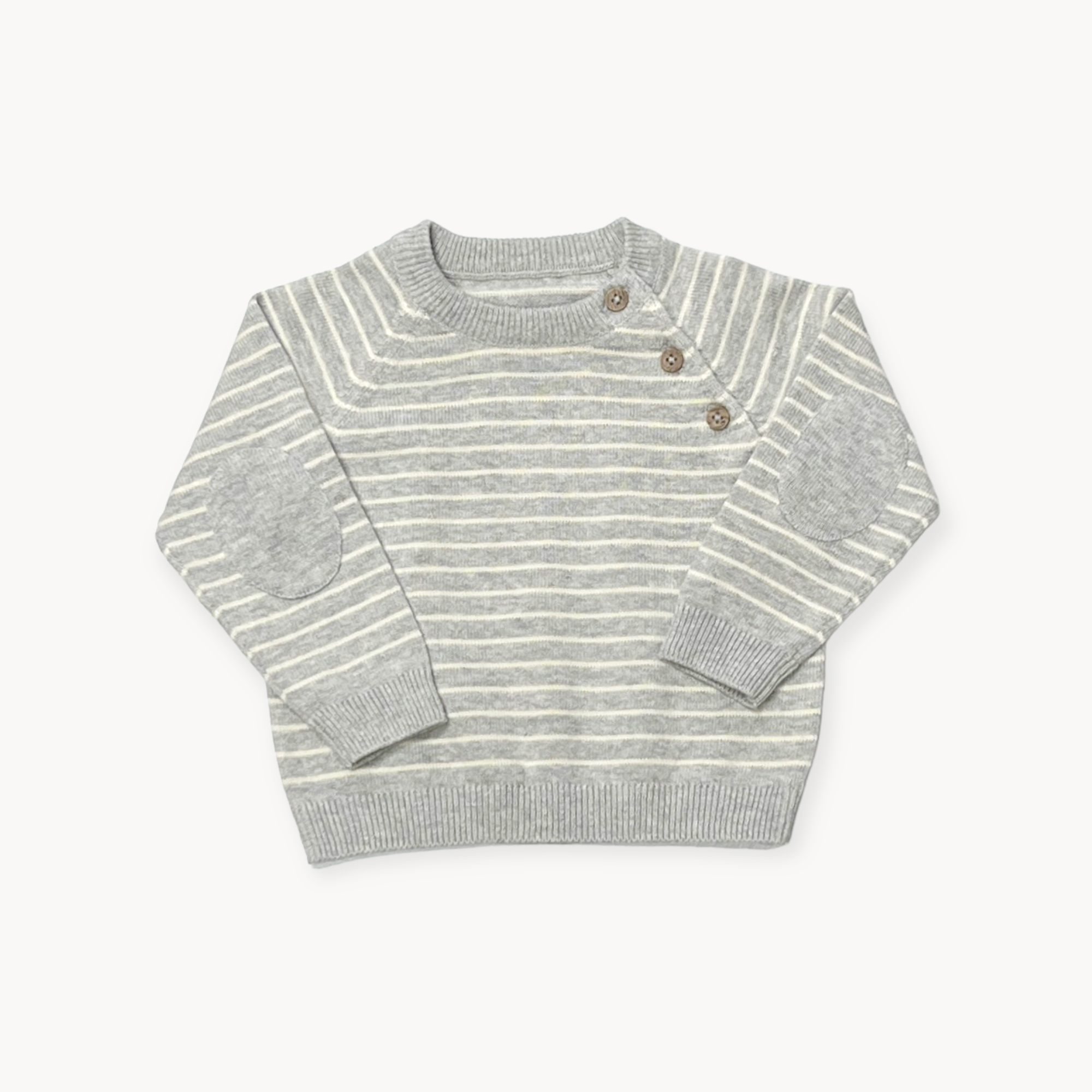 Milan Knit Baby Stripe Button Pullover (Organic Cotton) - 2 Colors