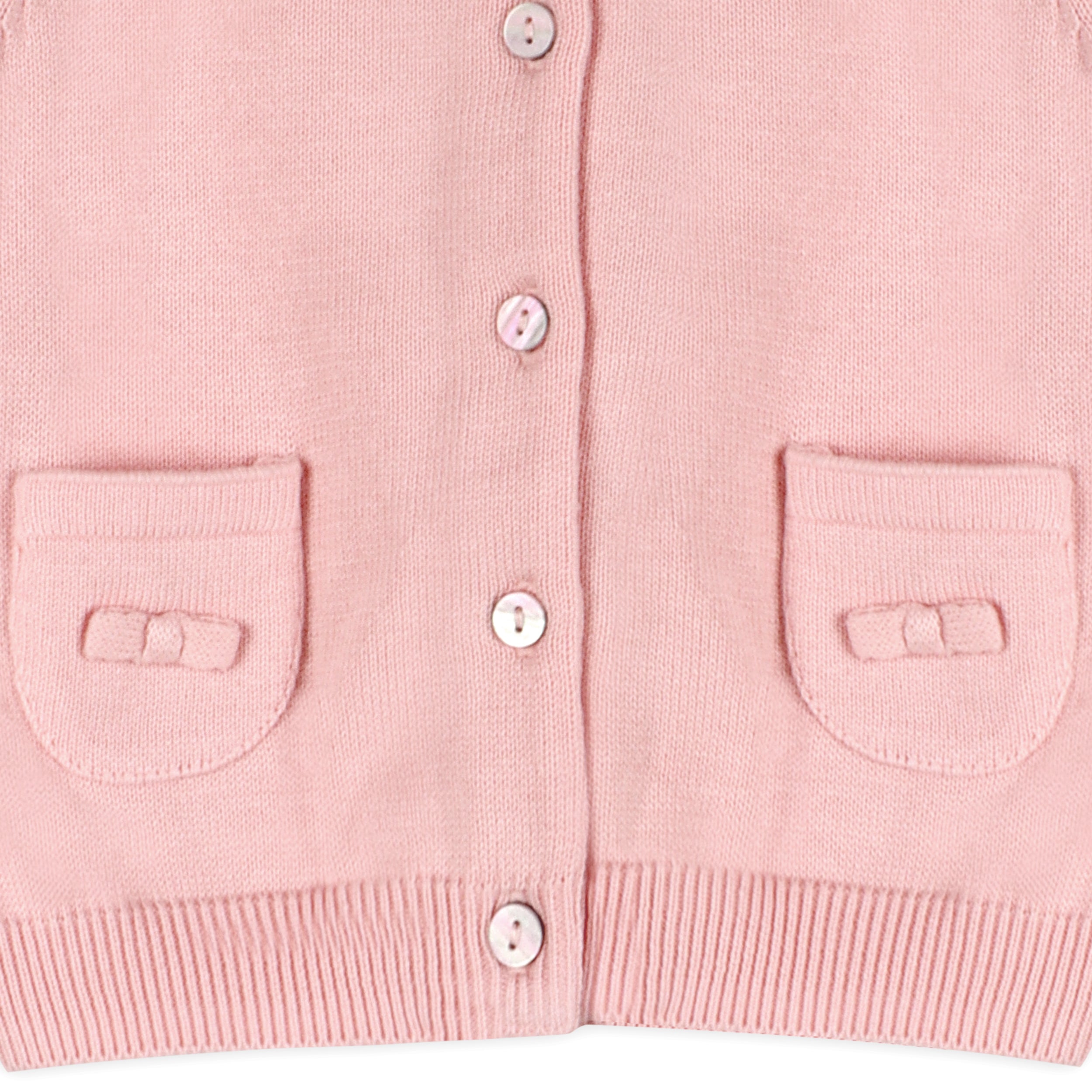 Blush Milan Knit Baby Button Cardigan Sweater (Organic Cotton) Pocket Detail