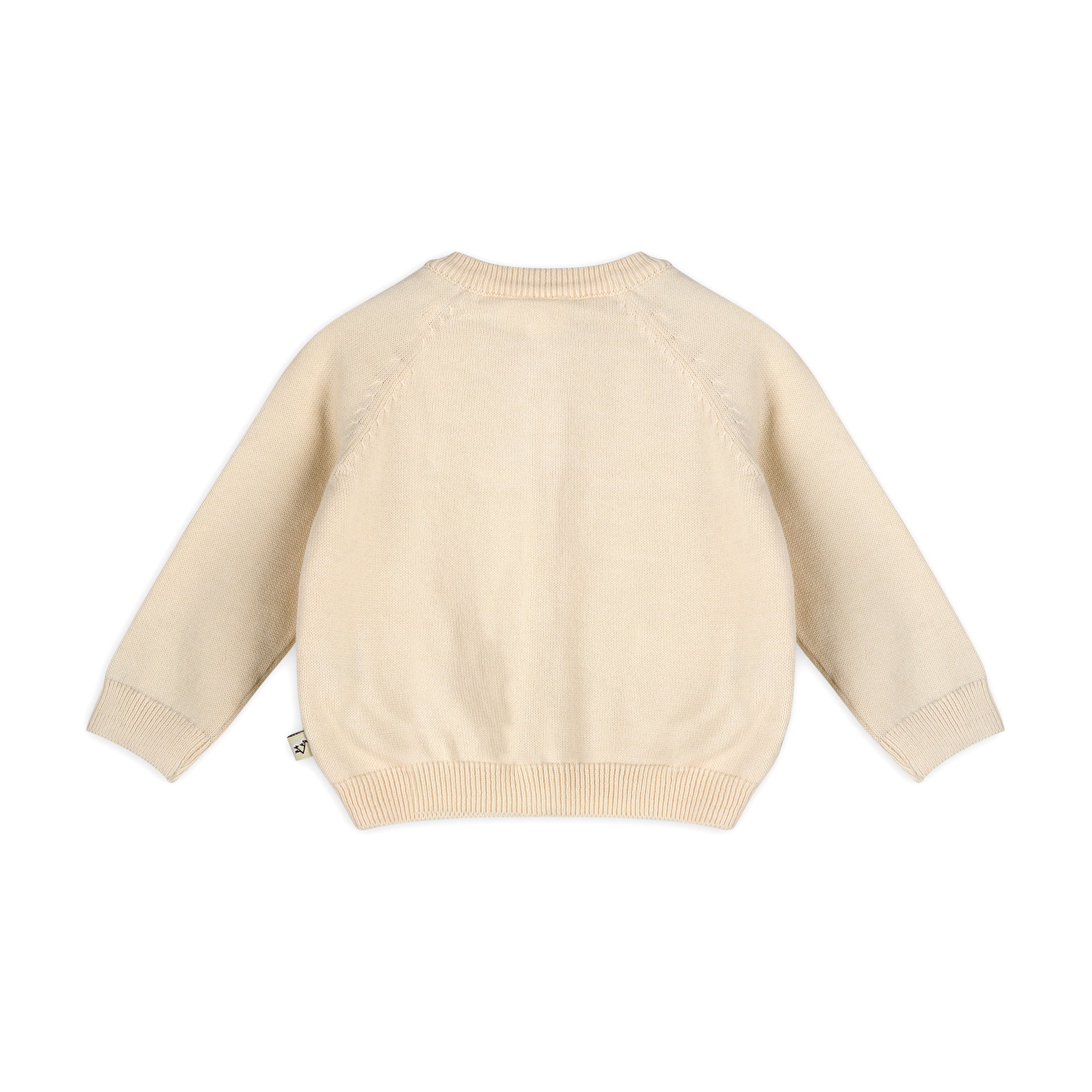 Cream Milan Knit Baby Button Cardigan Sweater (Organic Cotton) Back