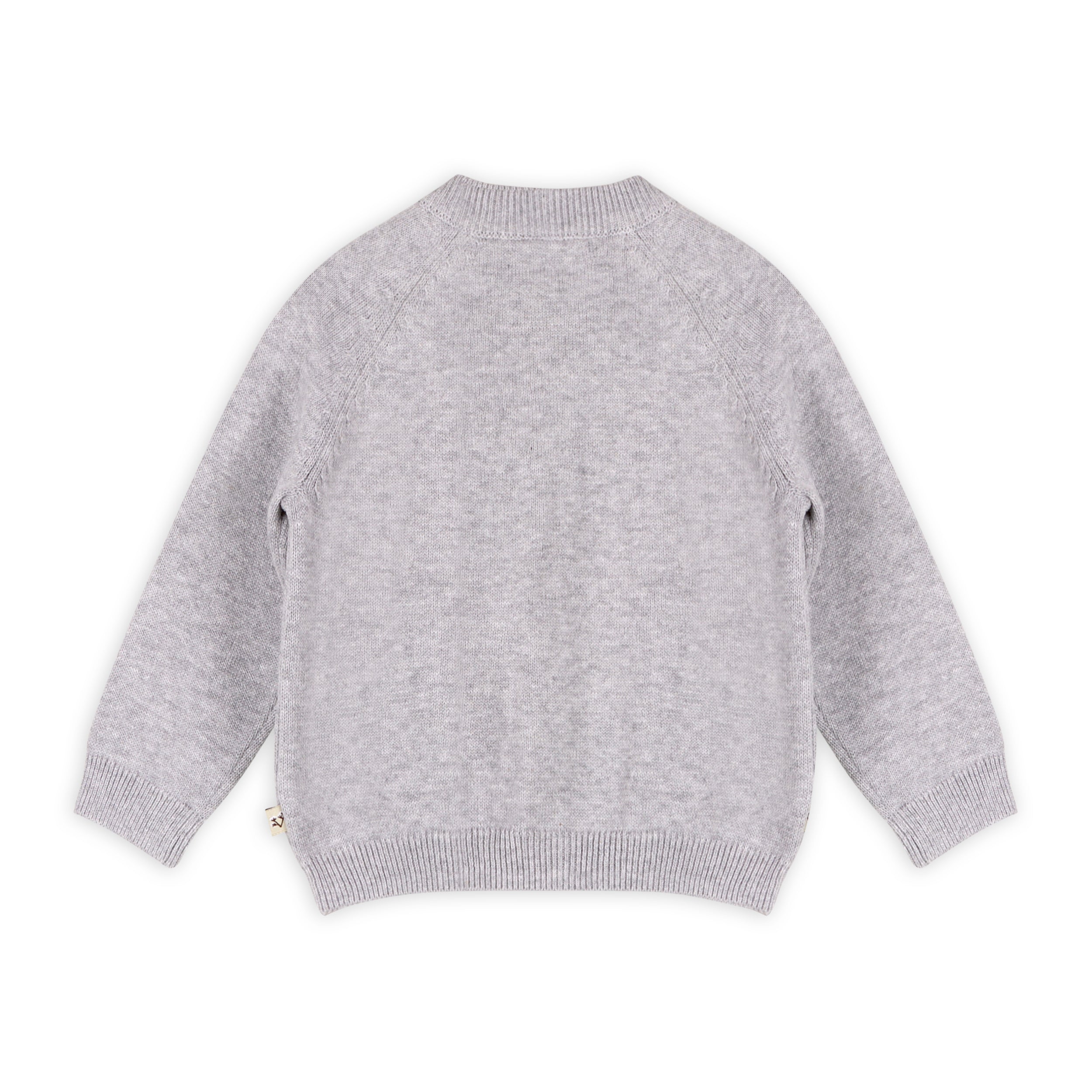 Heather Grey Milan Knit Baby Button Cardigan Sweater (Organic Cotton) Back