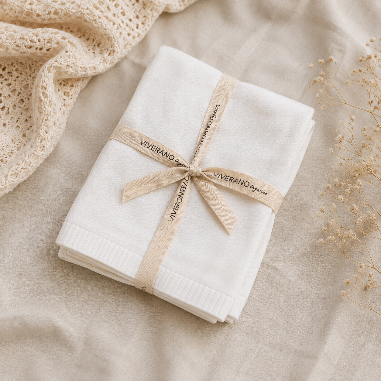 Milan Dove White Baby Blanket Sweater Knit, Organic Cotton