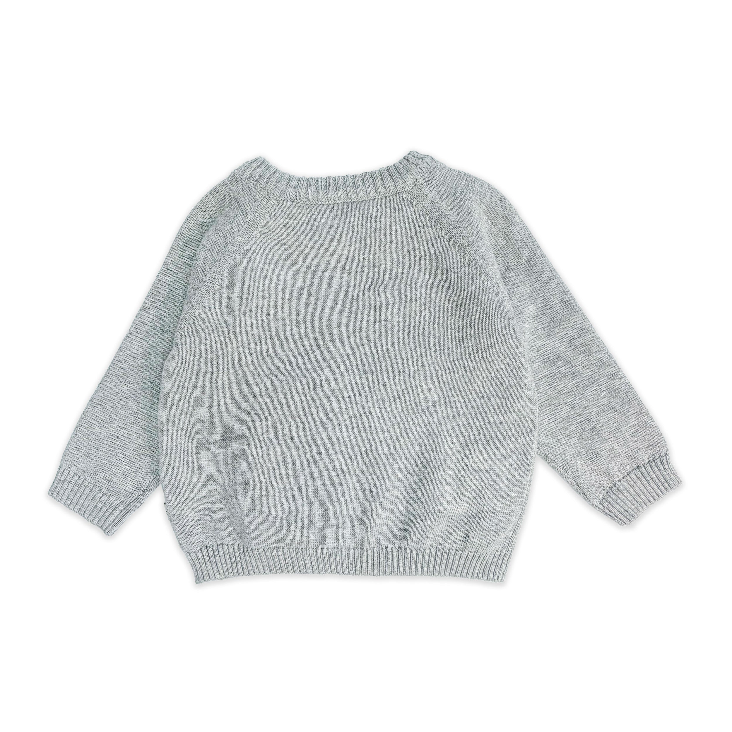 Heather Grey Milan Knit Baby Kangaroo Pocket Pullover (Organic Cotton) - Back
