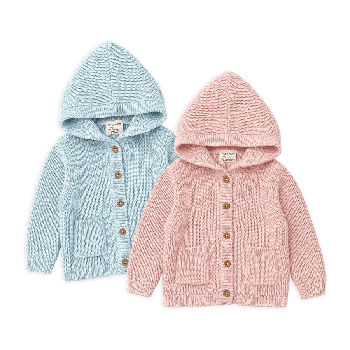 Milan Knit Baby Hooded Button Jackets, Organic Cotton
