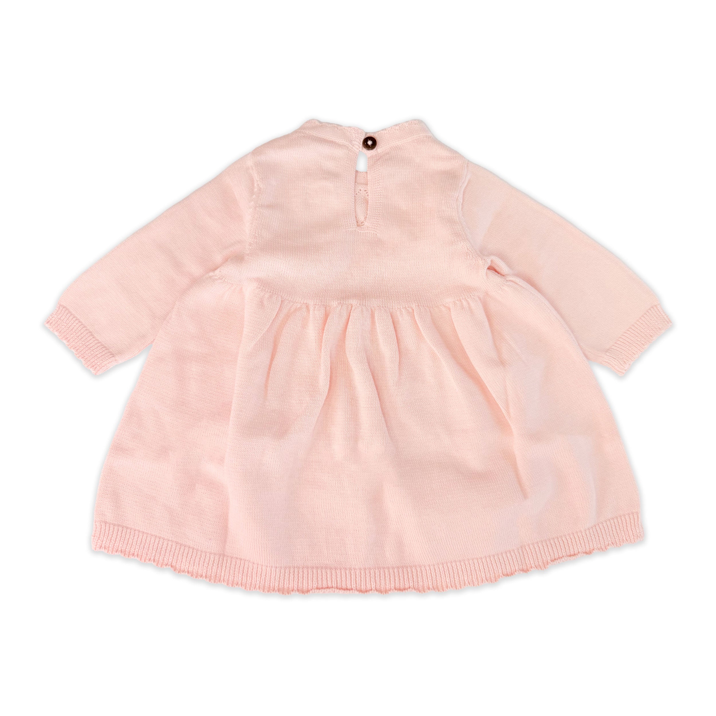 Blush Milan Pastel Pointelle Sweater Knit Baby Dress (Organic Cotton) - Back