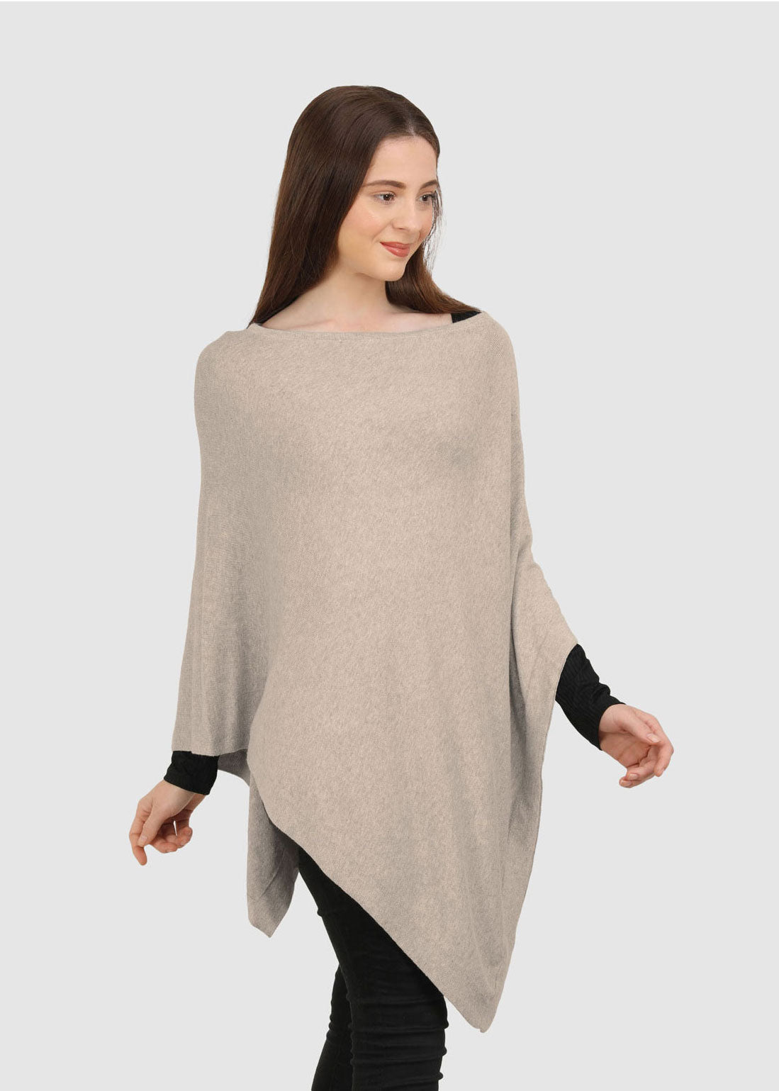 Boat Neck Organic Women's Poncho Wrap - Oatmeal Heather