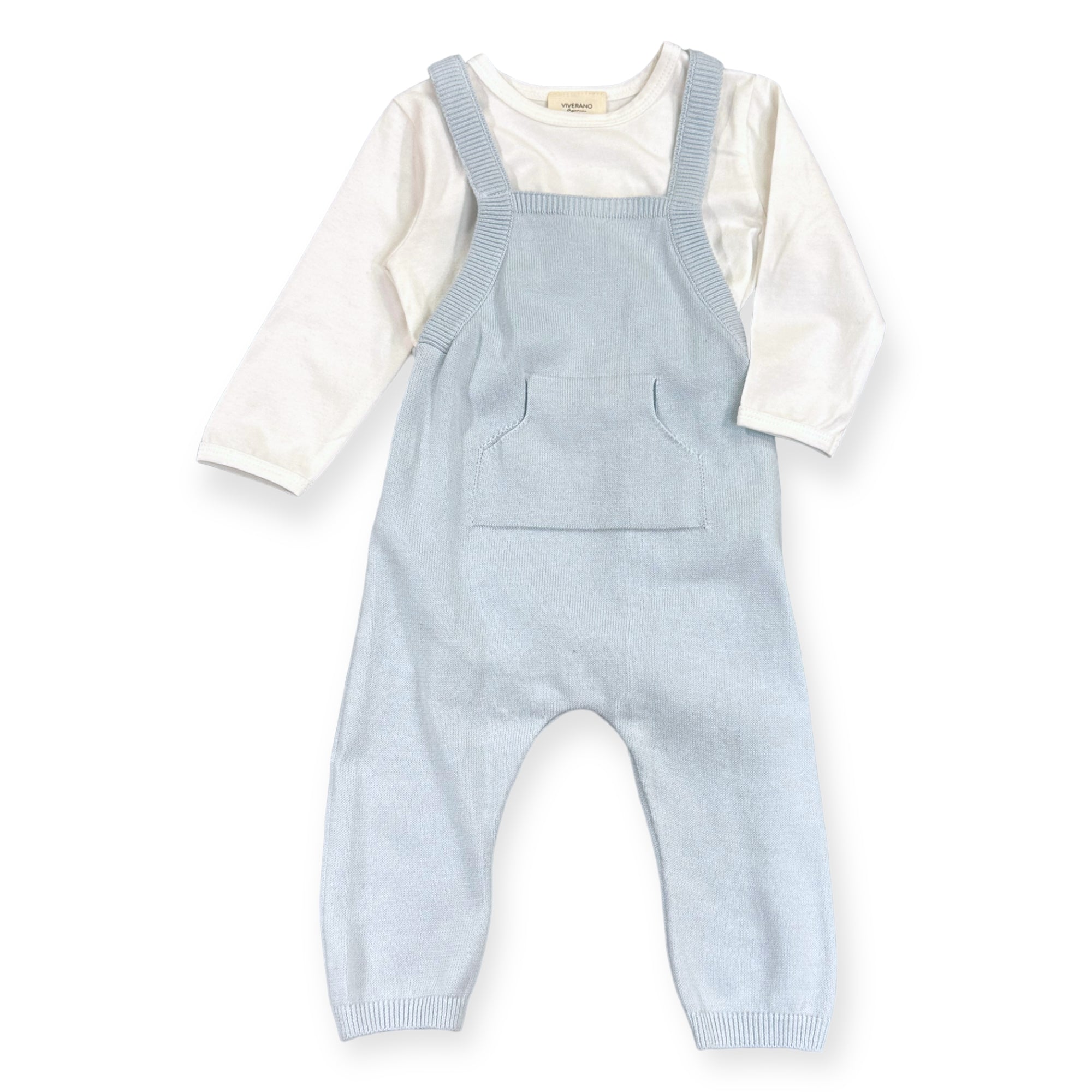 Viverano Milan Knit Kangaroo Pocket Overall Romper (Organic Cotton)