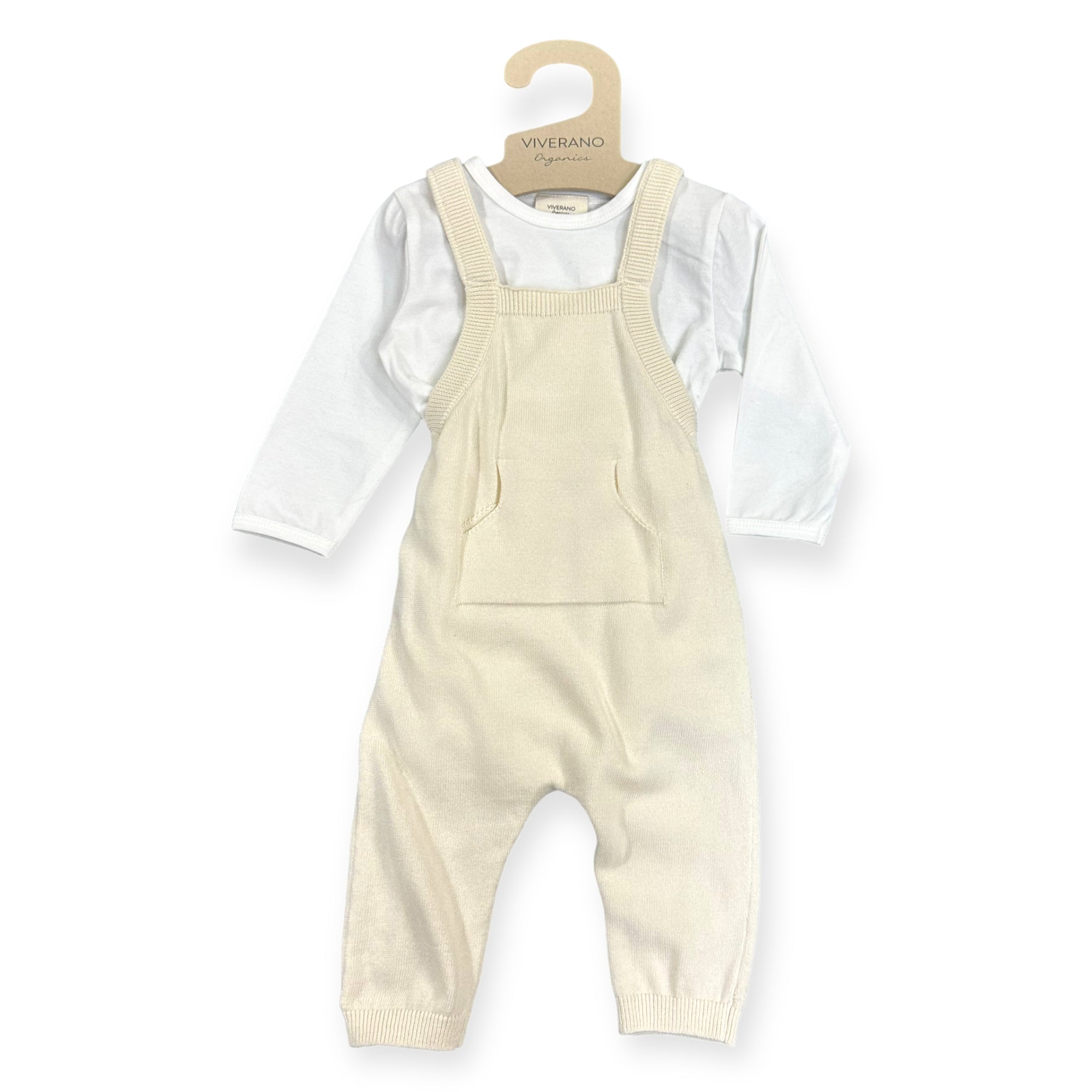 Viverano Milan Knit Kangaroo Pocket Overall Romper (Organic Cotton)