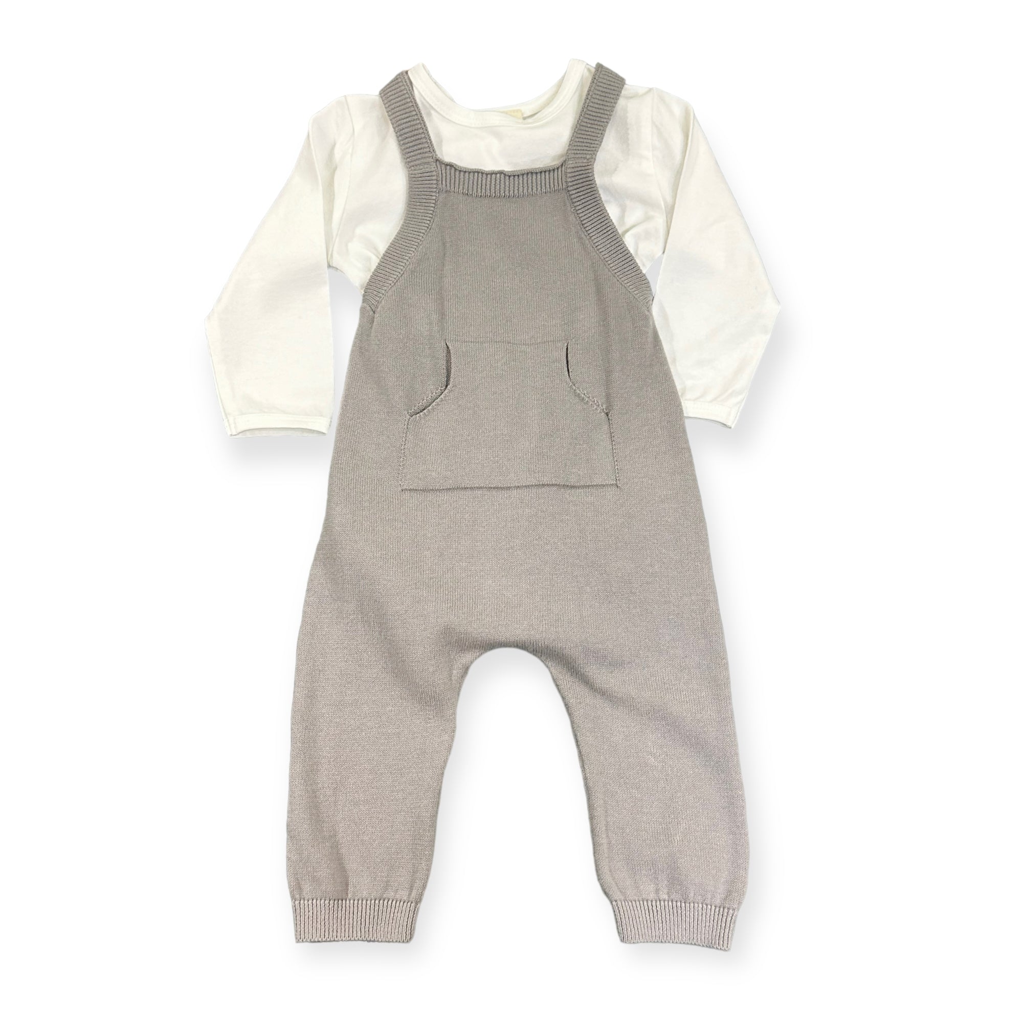 Viverano Milan Knit Kangaroo Pocket Overall Romper (Organic Cotton)