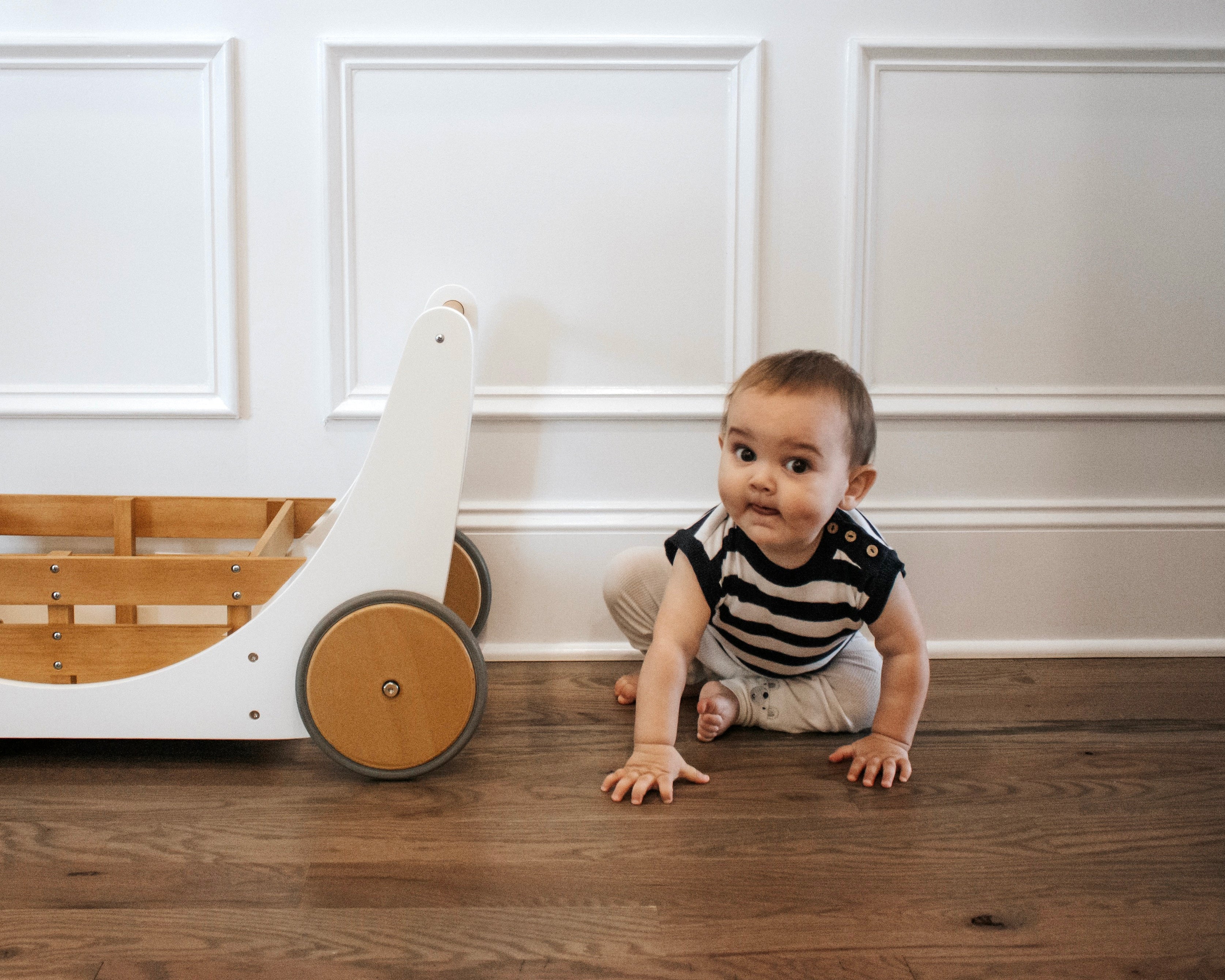 Camiseta de manga corta con rayas azul marino de punto Milan (orgánica)