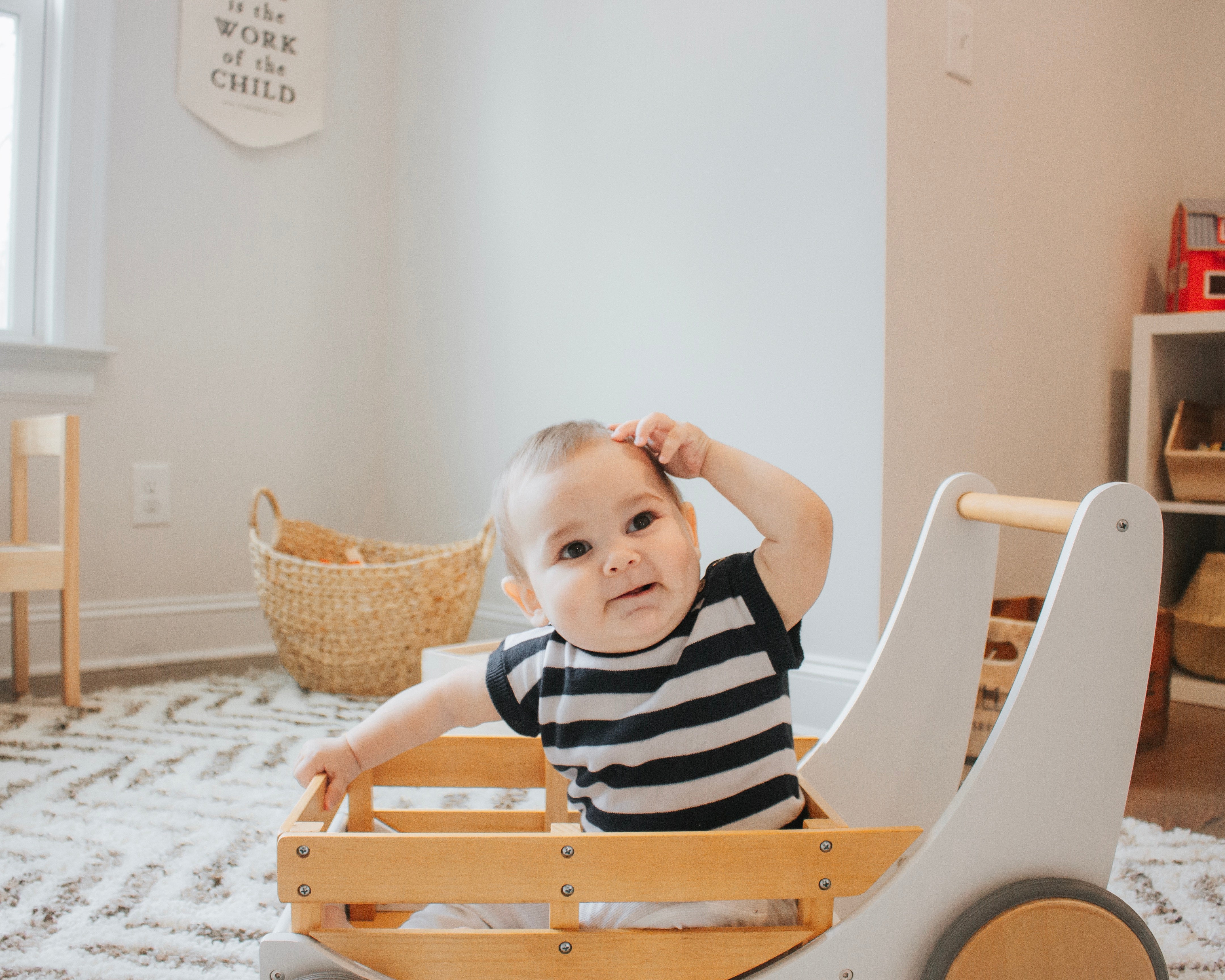 Camiseta de manga corta con rayas azul marino de punto Milan (orgánica)