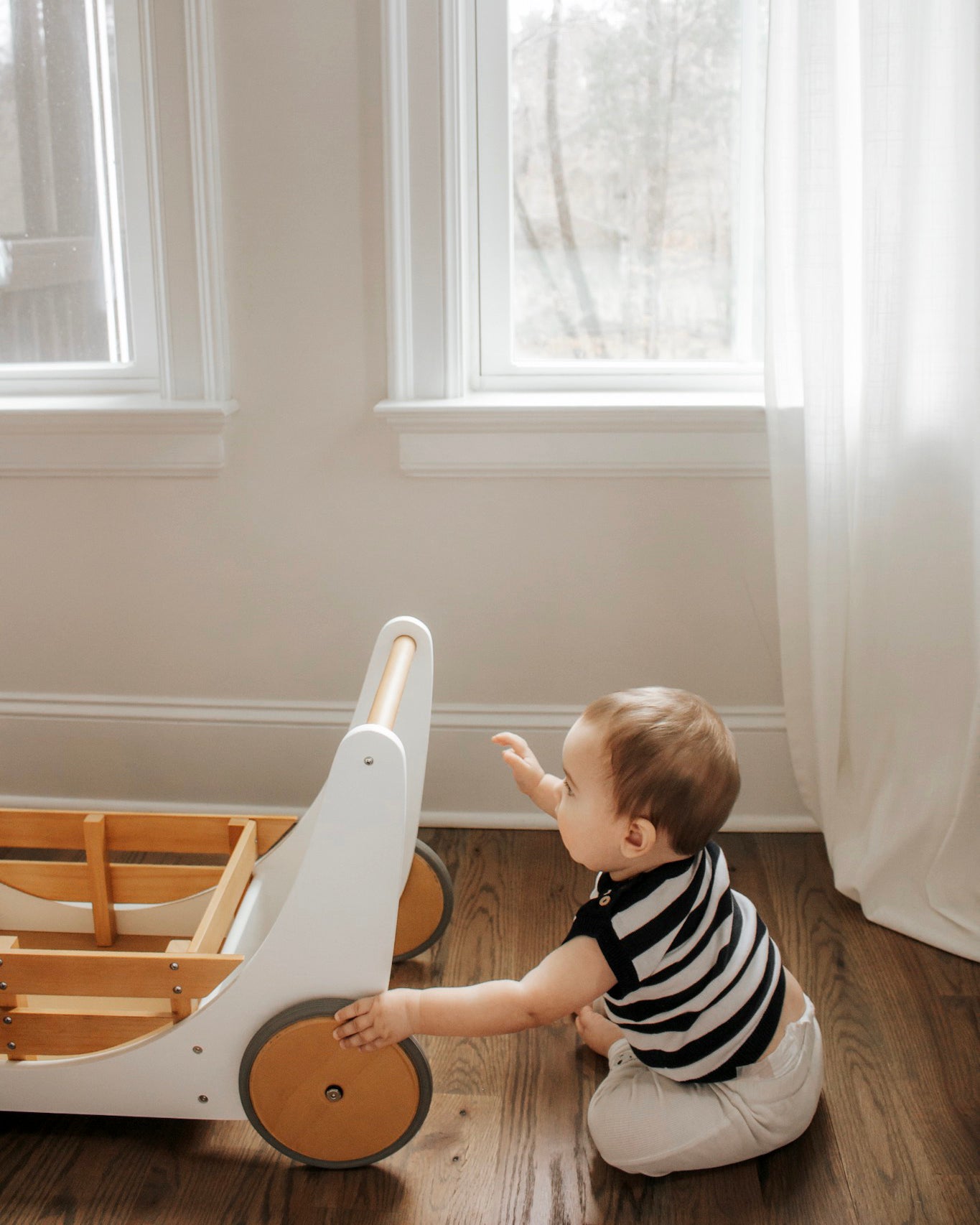 Camiseta de manga corta con rayas azul marino de punto Milan (orgánica)