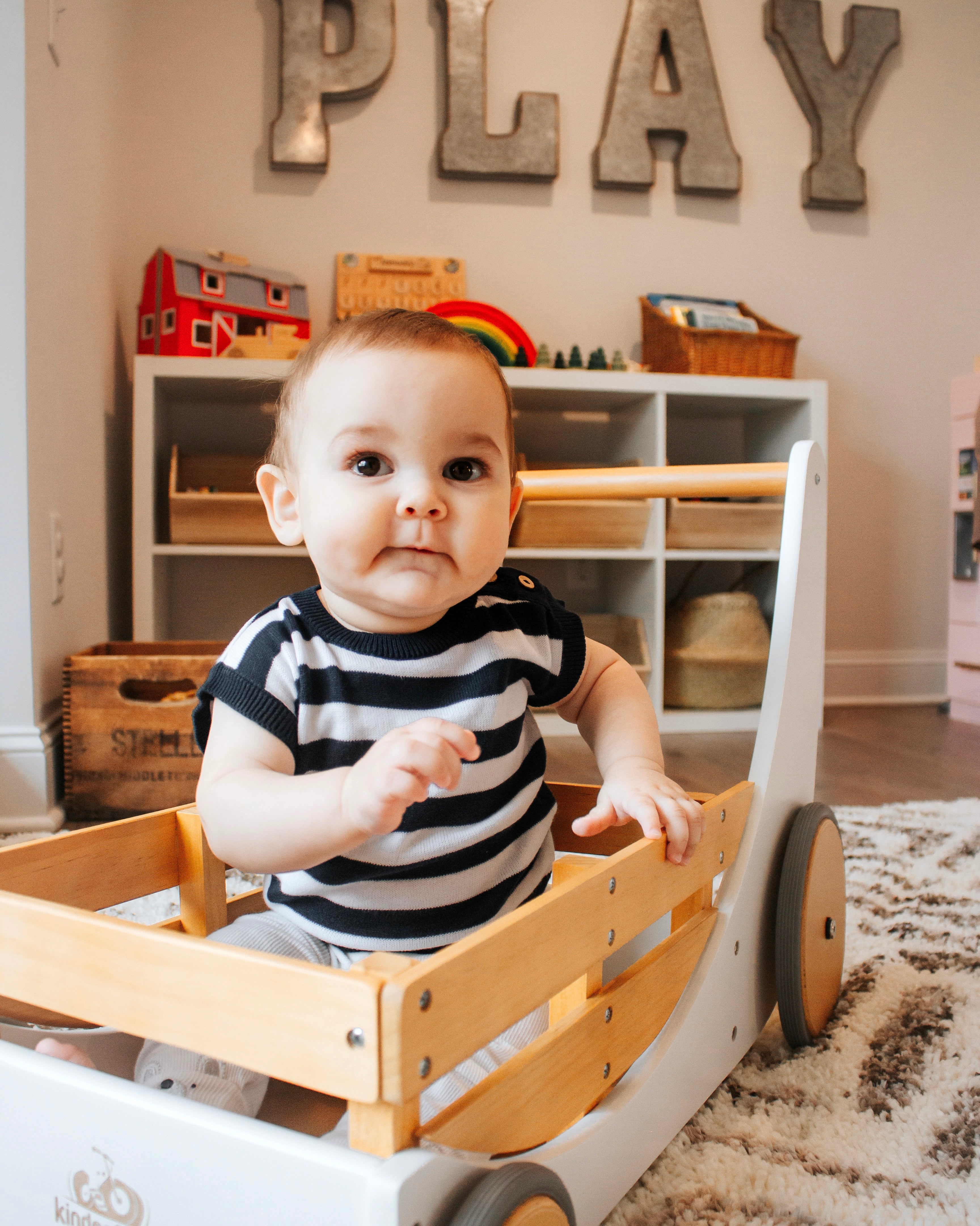 Camiseta de manga corta con rayas azul marino de punto Milan (orgánica)