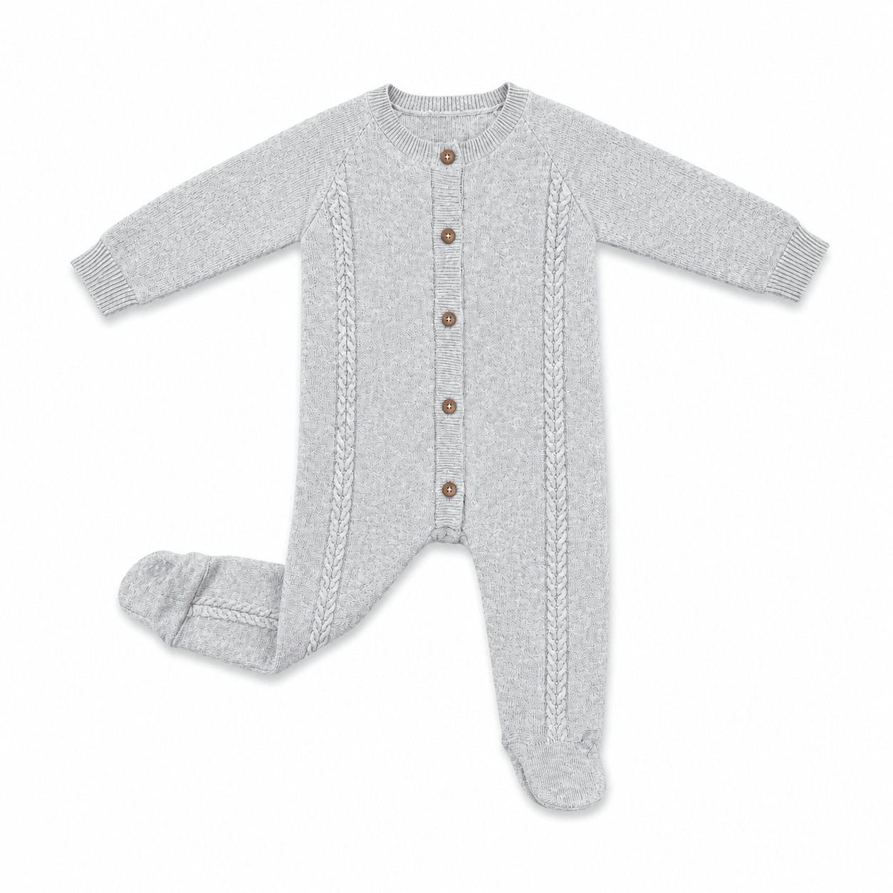 Milan Cable Knit Baby Footie Jumpsuit & Hat SET (Organic)