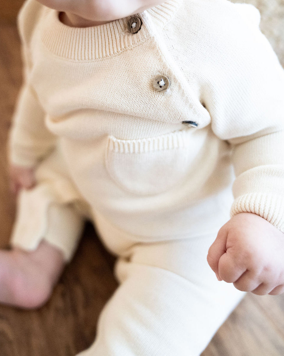 Milan Side Button & Pocket Knit Baby Jumpsuit (Organic Cotton)
