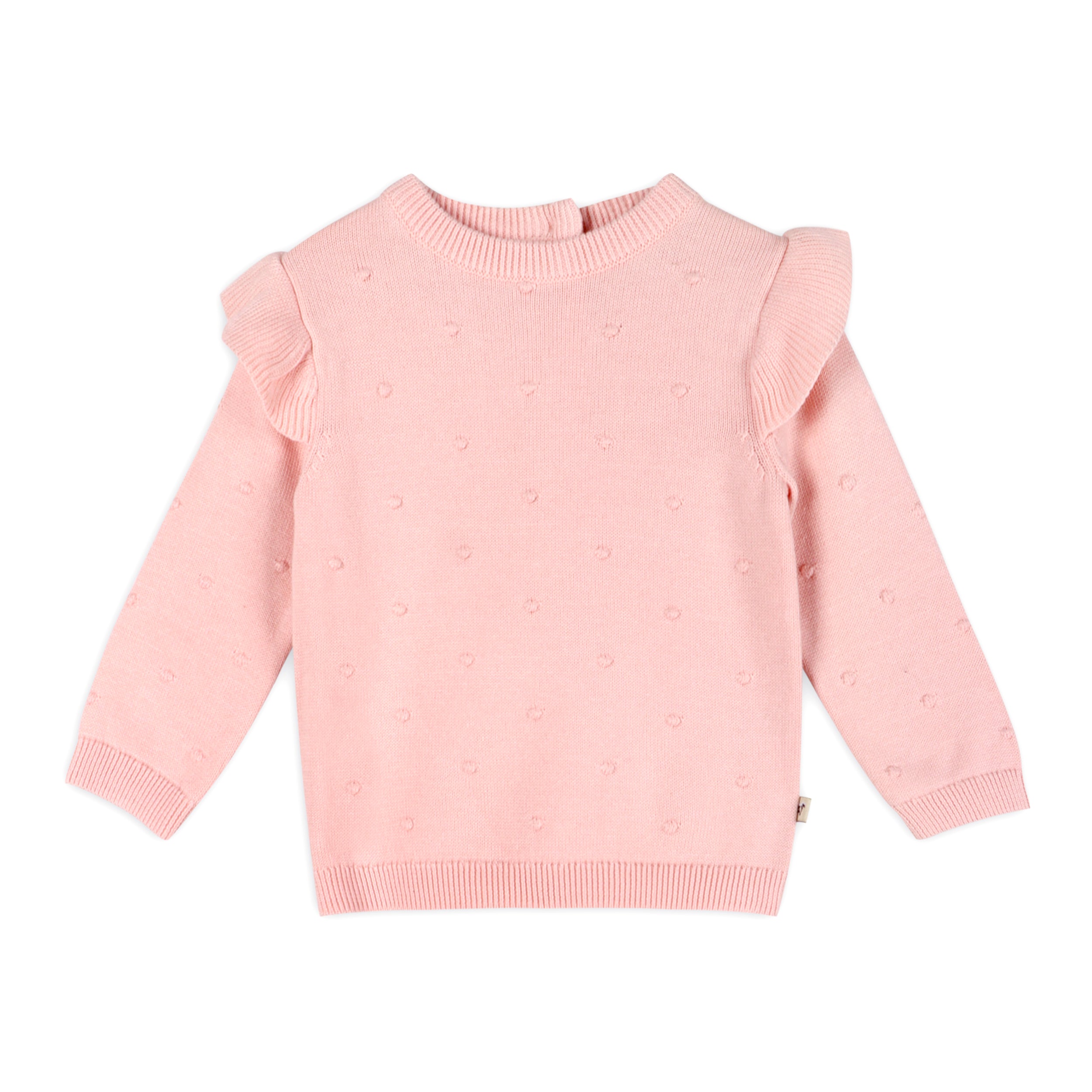 Milan Classic Ruffle Knit Baby Pullover Sweater with Bobbles