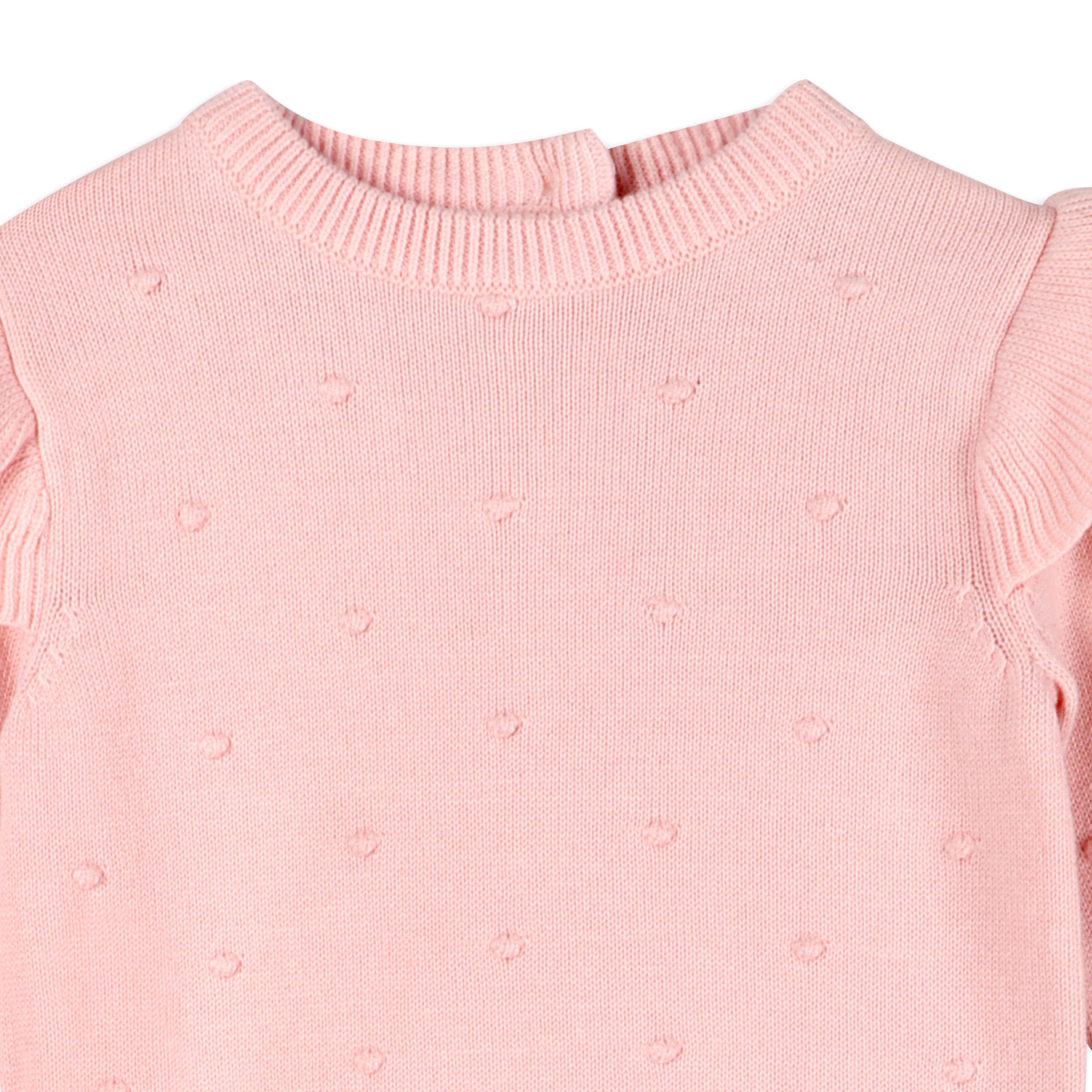 Milan Classic Ruffle Knit Baby Pullover Sweater with Bobbles