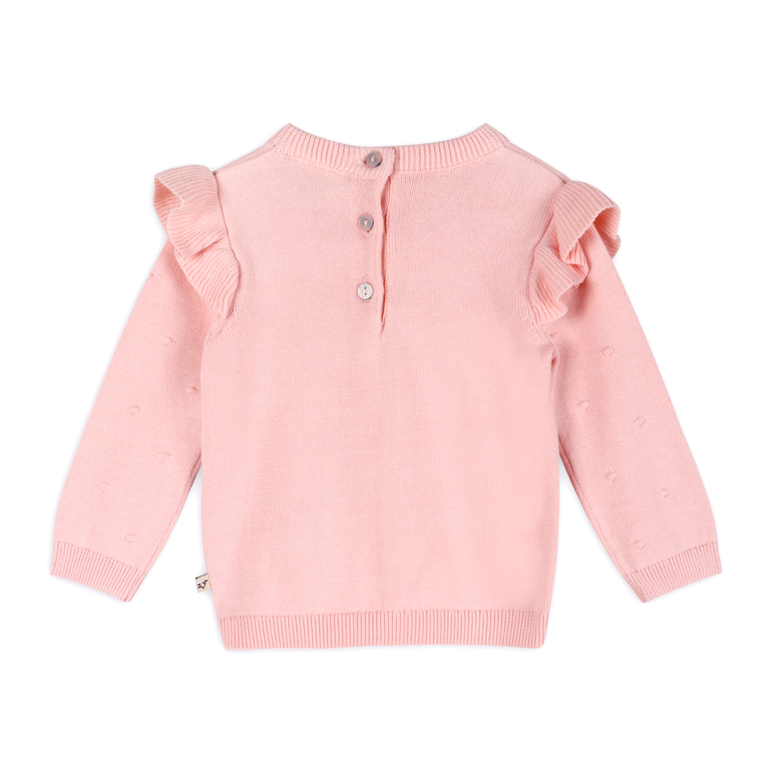 Milan Classic Ruffle Knit Baby Pullover Sweater with Bobbles