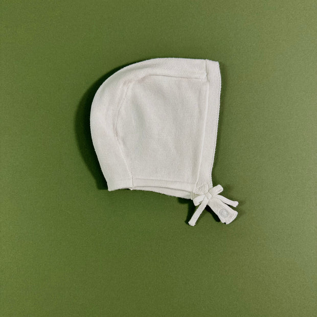 Dove White Pointelle Knit Baby Sleep Gown & Hat Set (Organic Cotton)