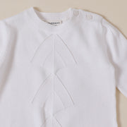 Dove White Pointelle Knit Baby Sleep Gown & Hat Set (Organic Cotton)