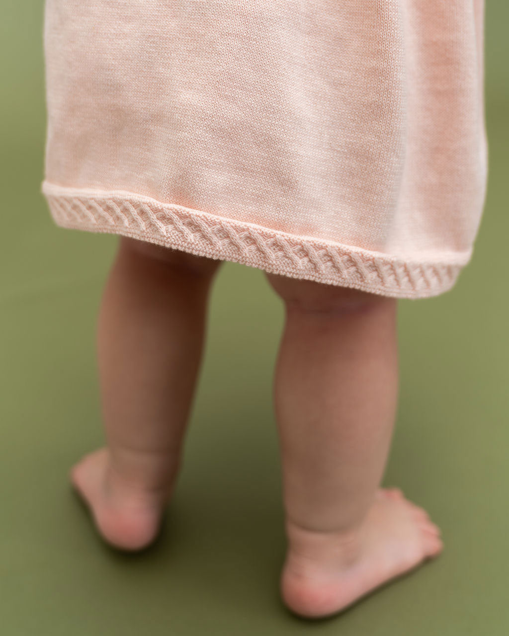 Blush Milan Knit Baby Peter Pan Tulip Sweater Dress (Organic Cotton) Hem Detail