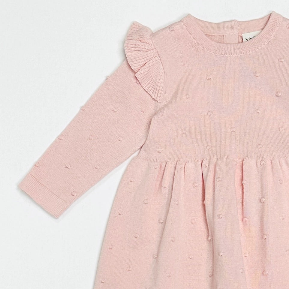 Milan Ruffle & Bobble Sweater Organic Baby Knit Dress (Organic Cotton)