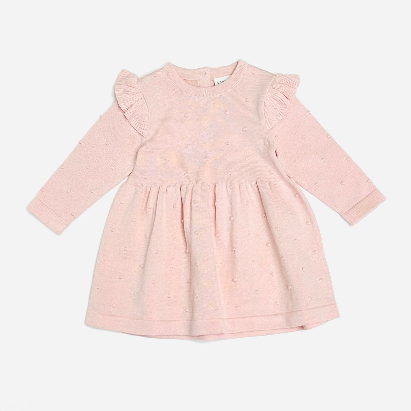Milan Ruffle & Bobble Sweater Knit Baby Dress (Organic Cotton)