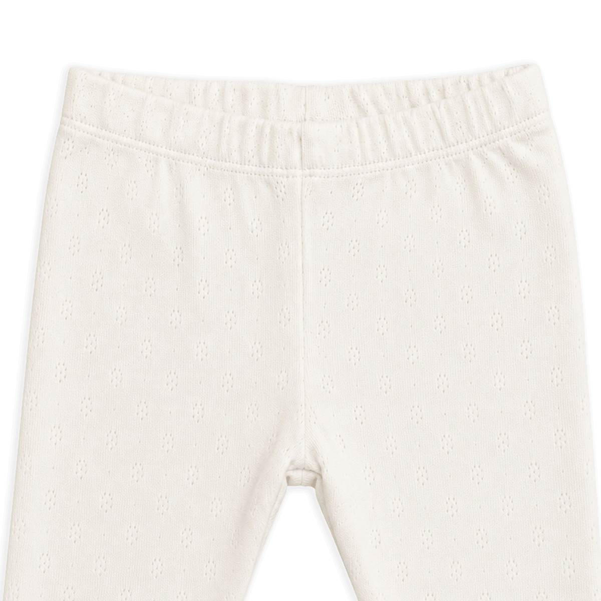 Organic Cotton Pointelle Stretch Knit Baby Leggings Pants, Natural