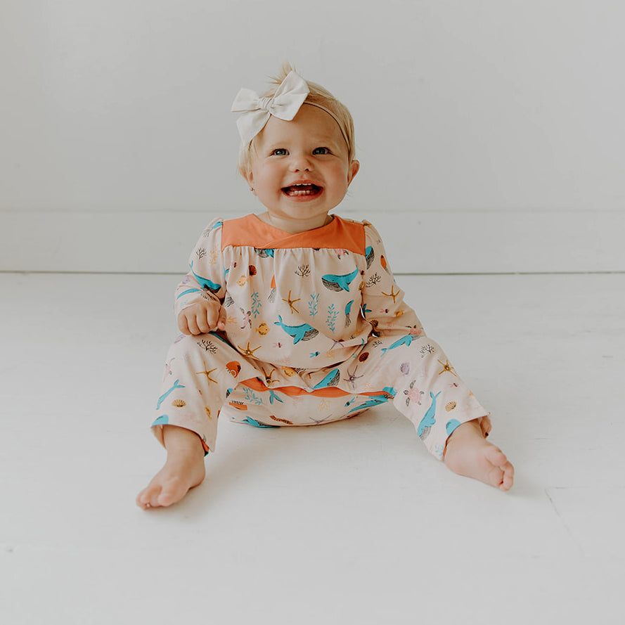 Bora Bora Wrap Neck Baby Girl Jumpsuit Romper (Organic Cotton)