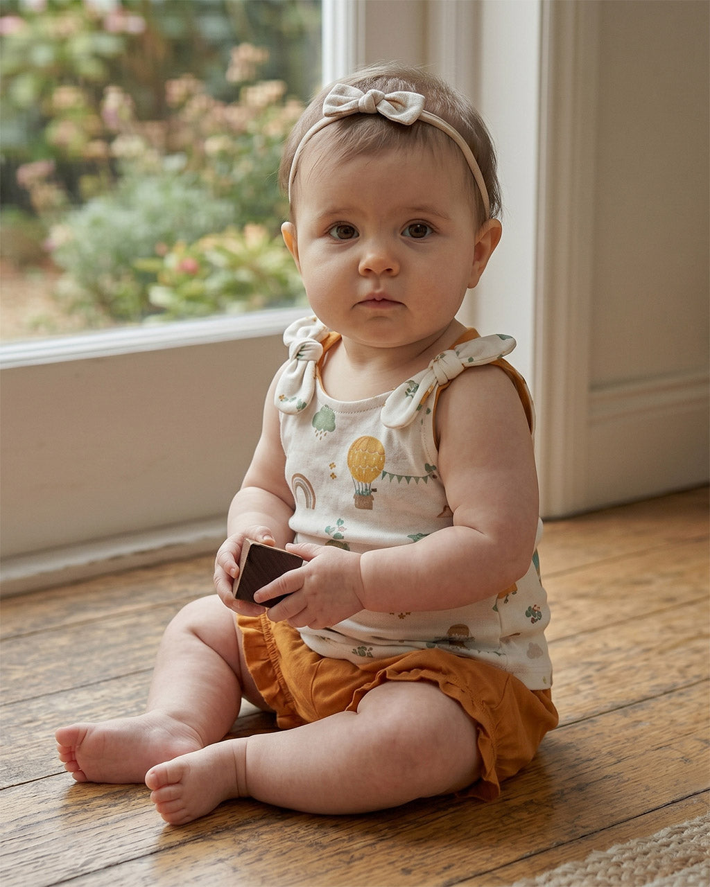 Fly Away Balloon Sleeveless Baby Top + Shorts Set (Organic Jersey)