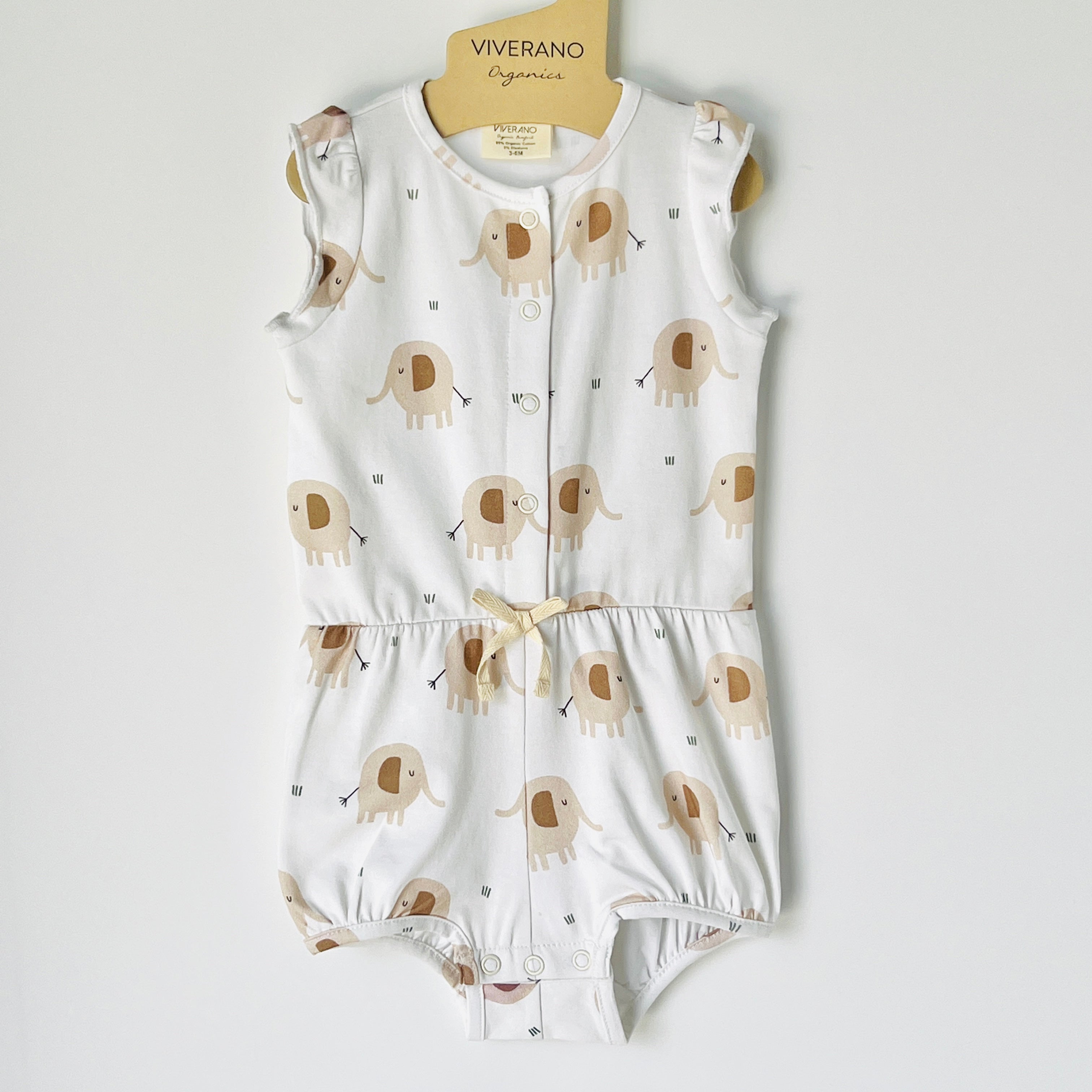 lephant Ruffle Playsuit Short Baby Romper (Organic Jersey)