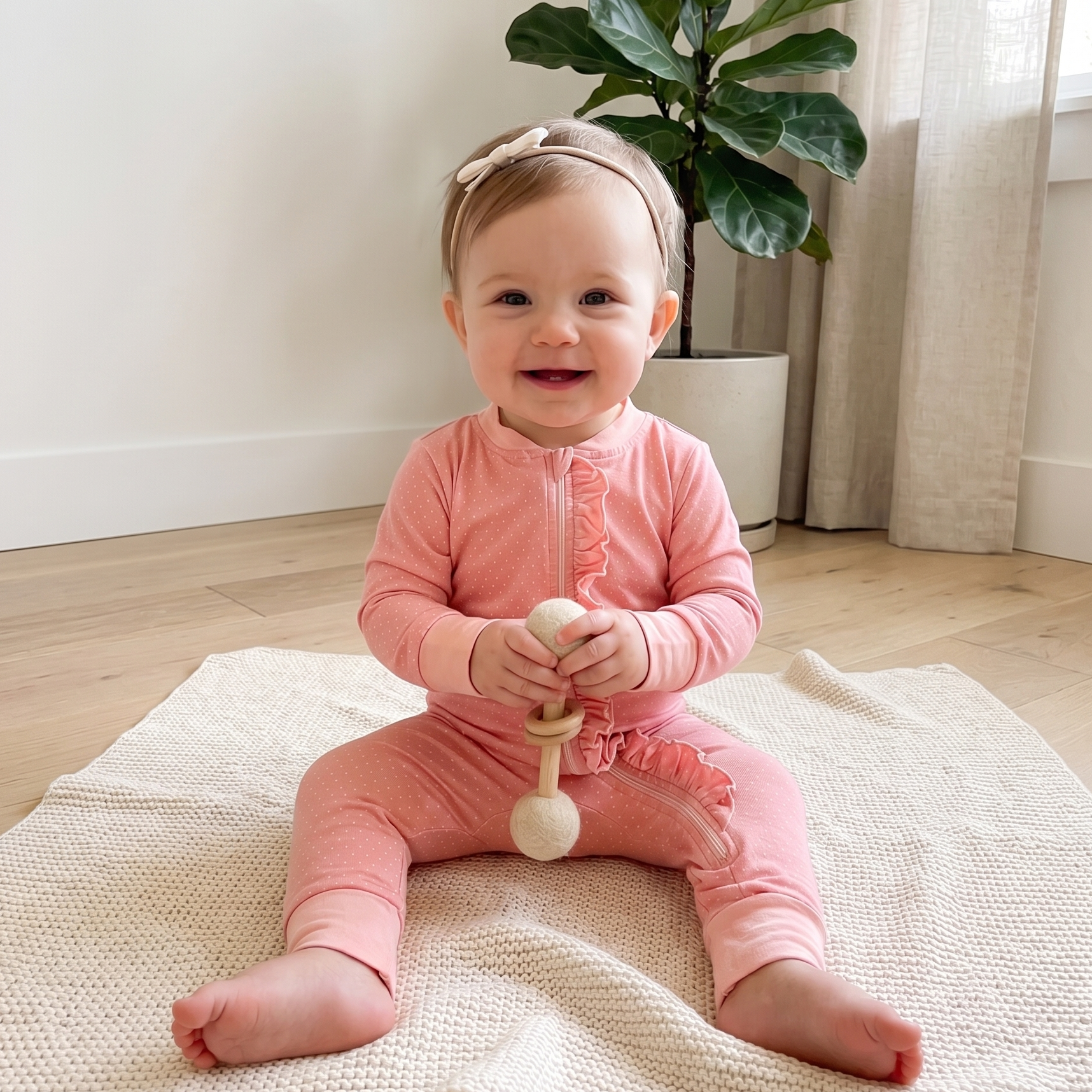 Mini Polka Dot Ruffle Zipper Baby Jumpsuit (Organic Jersey)