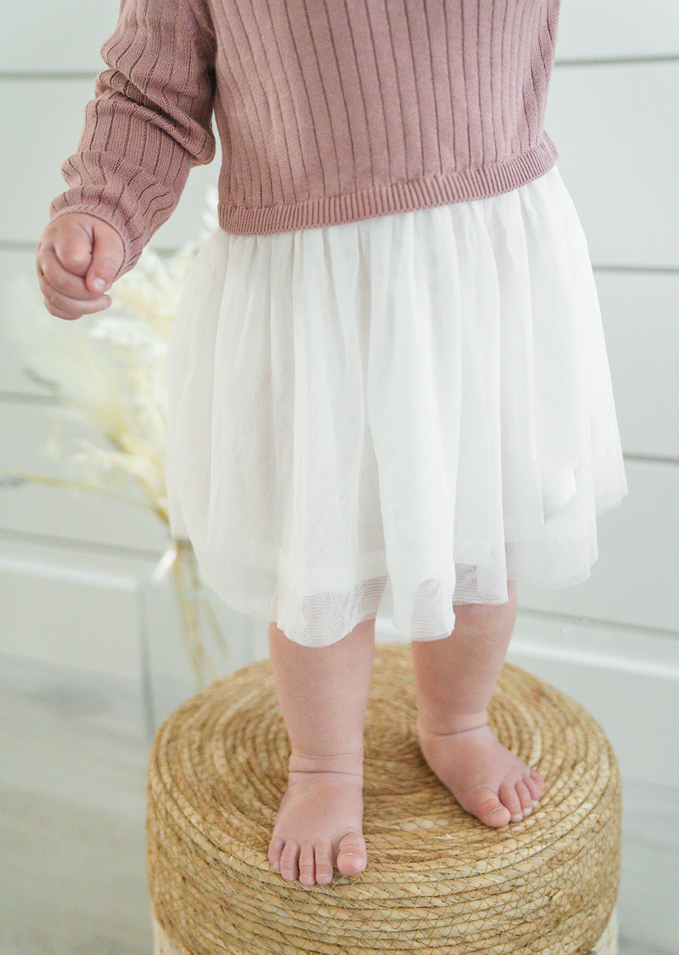 Ruffle Neck Sweater Knit Top & Tutu Baby Dress (Organic Cotton)