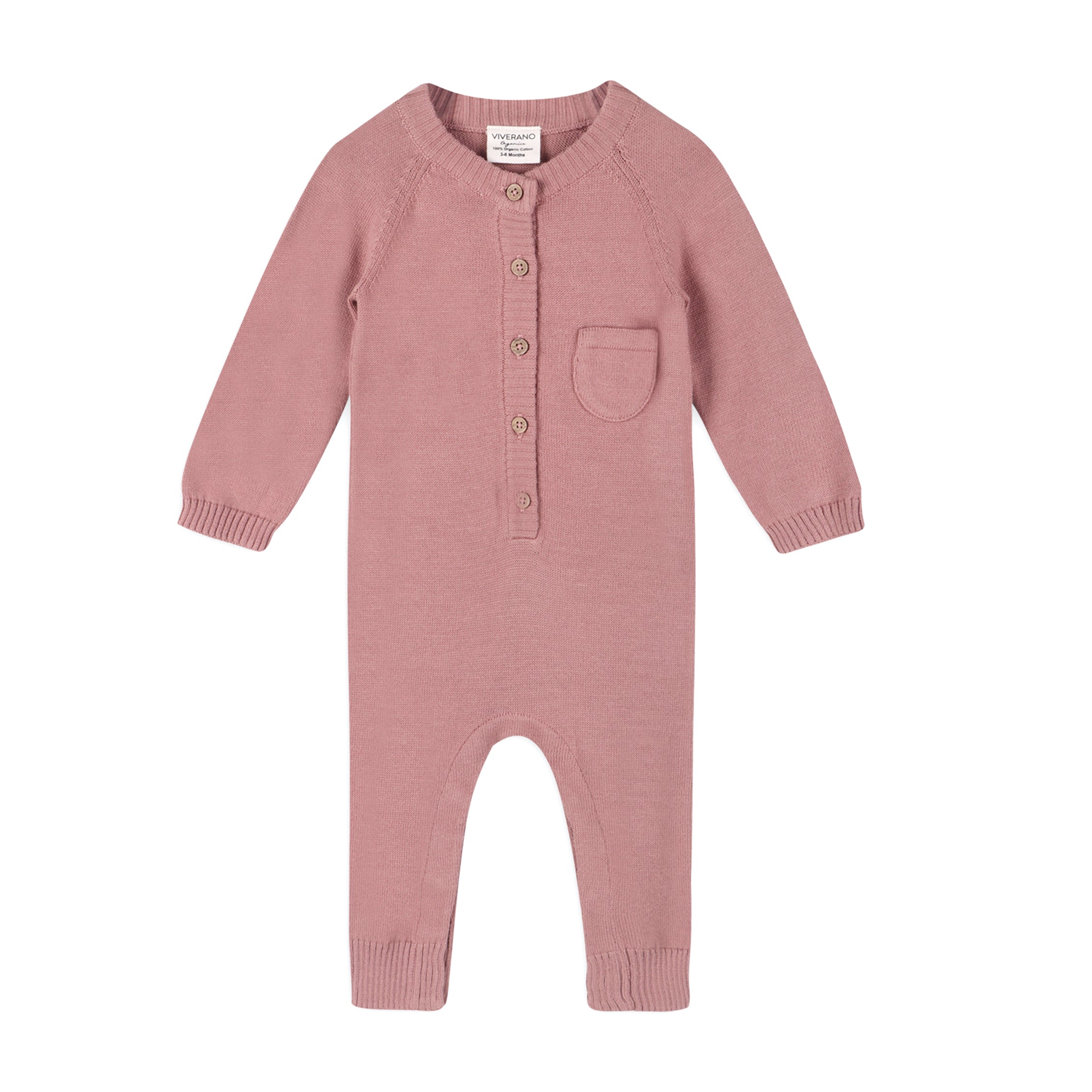 Classic Button & Pocket Sweater Knit Baby Jumpsuit Coverall (Organic)