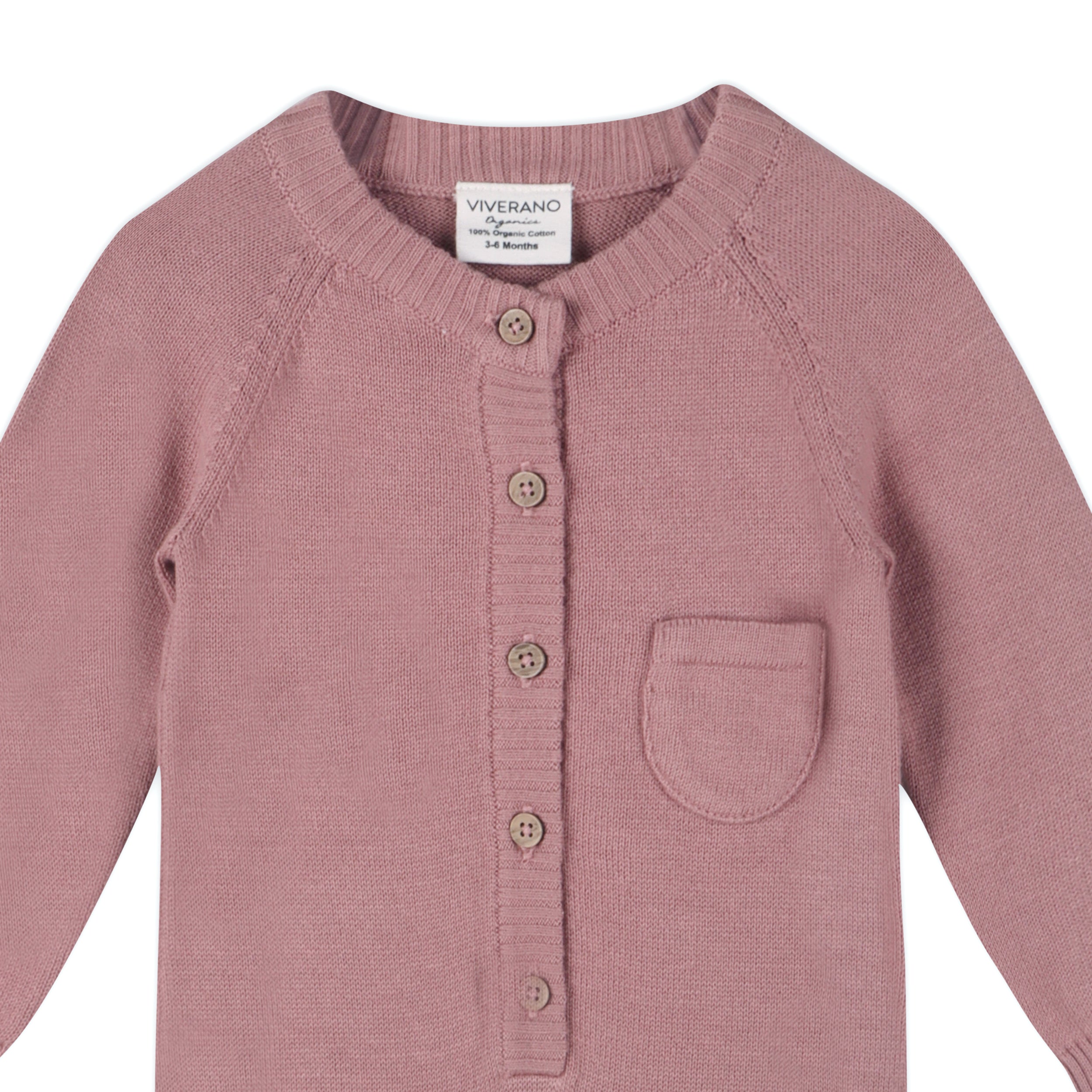 Classic Button & Pocket Sweater Knit Baby Jumpsuit Coverall (Organic)
