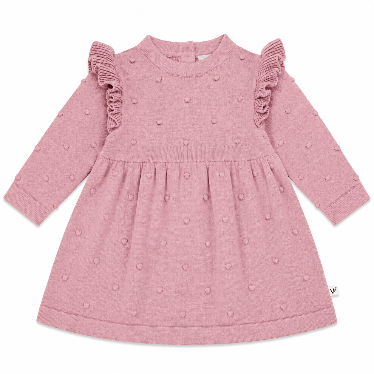 Ruffle & Bobble Sweater Knit Dress Organic Cotton