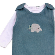 Elephant Embroidered Baby Knit Overall Set (Organic)