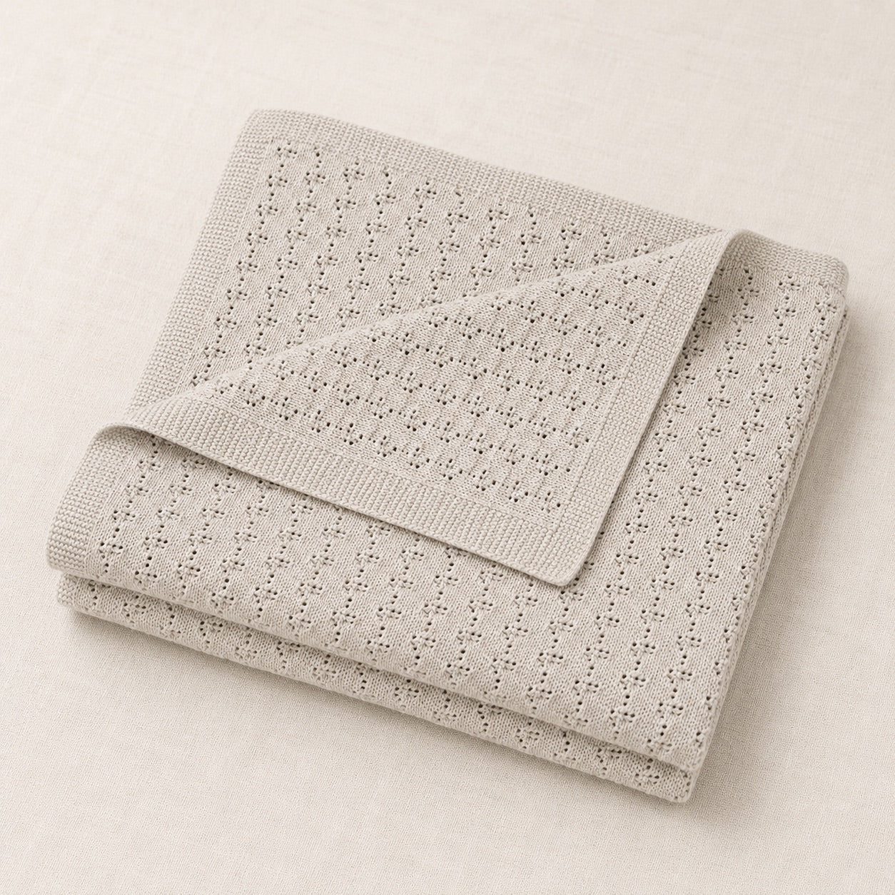 Folded Pointelle Sweater Knit Organic Cotton Baby Blanket