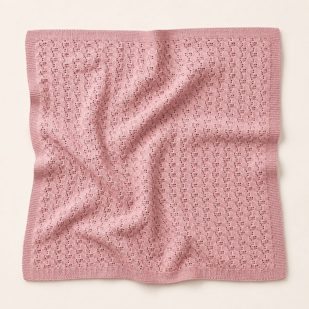 Organic Cotton Pointelle Sweater Knit Baby Blanket in Vintage Rose
