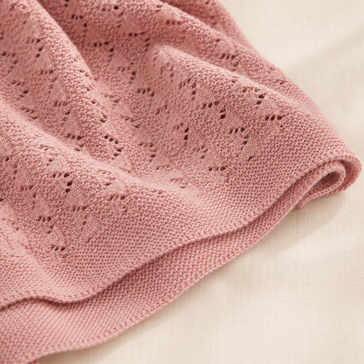 Detail of Organic Cotton Pointelle Sweater Knit Baby Blanket