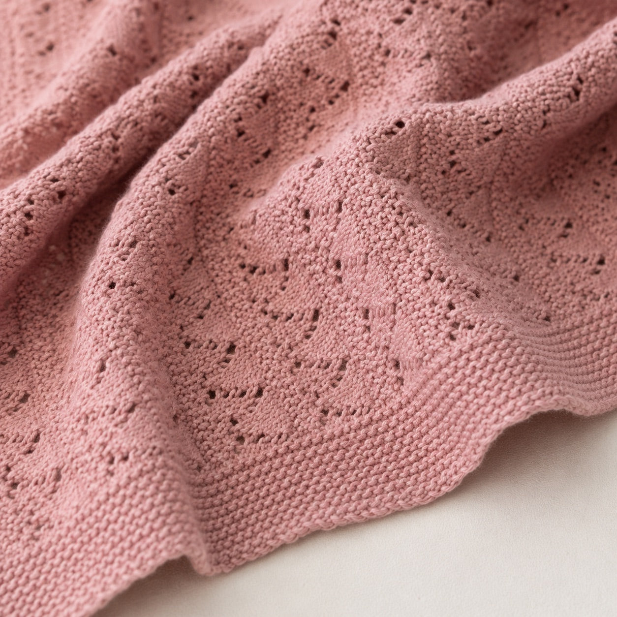 Texture of Organic Cotton Pointelle Sweater Knit Baby Blanket