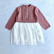 Cable Floral Sweater Knit Top & Tutu Baby Dress (Organic) - 2 Colors