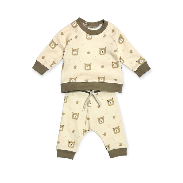 Bear Fleece Baby Sweatshirt & Jogger SET (Organic Cotton) by Viverano